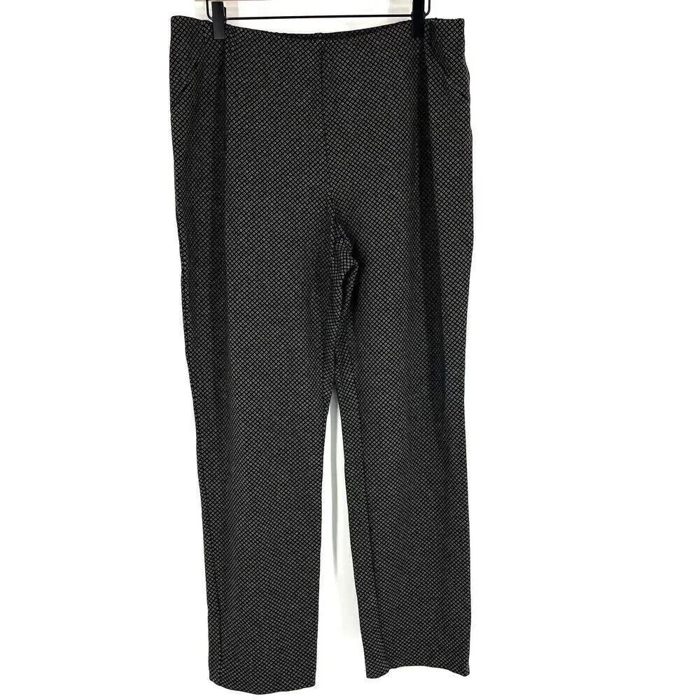 J Jill Pants Size Large Womens Black Ponte Slim Leg Pull On Diamond Stretch